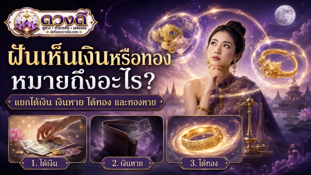 ฝันเห็นเงินหรือทอง หมายถึงอะไร? แยกได้เงิน เงินหาย ได้ทอง และทองหาย