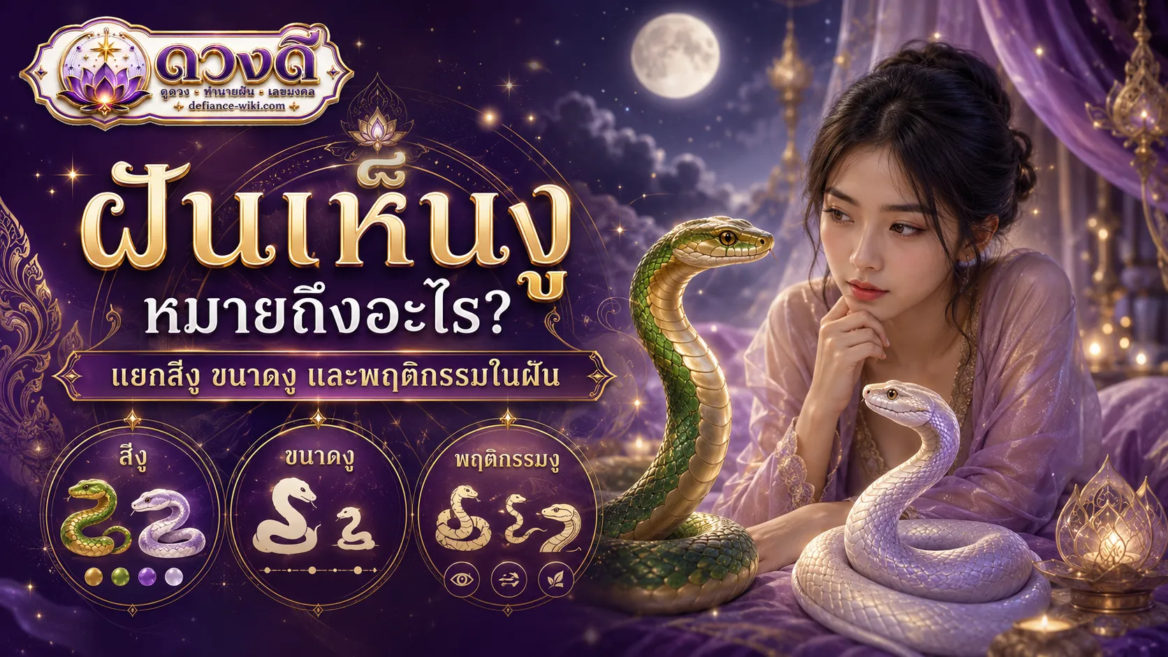 ฝันเห็นงู หมายถึงอะไร? แยกตามสี ขนาด พฤติกรรม และความรู้สึกในฝัน