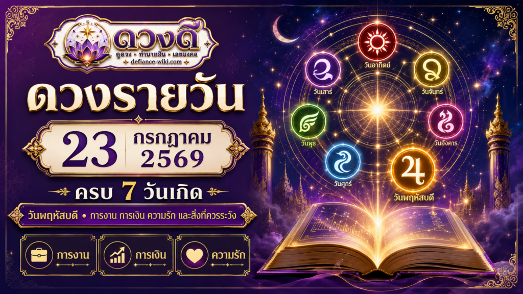 ดวงรายวัน 23 กรกฎาคม 2569 เช็กครบ 7 วันเกิด งาน เงิน ความรัก